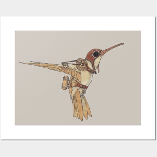 Steampunk Hummingbird Posters and Art